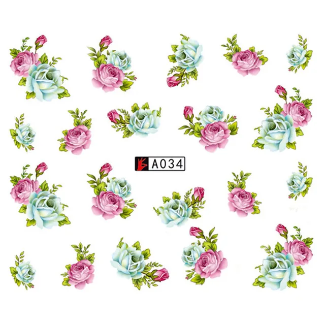 GAM BELLE Flower Series Rose Lavender Nail Art Water Transfer Stickers Full Wraps Nail Tips DIY 5