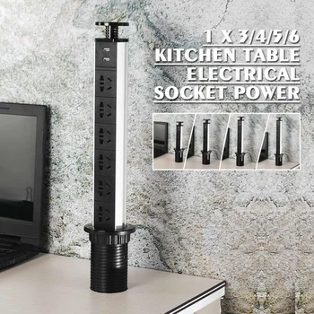

NEW US/AU Plug 3/4/5/6 power Kitchen Table Electrical Socket Desktop Sockets Power 2 charge USB Aluminum Shelf