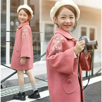 

Girl Winter Woolen Coat Autumn and Winter Wear New Korean Fashion Foreign Trade Children Autumn and Winter Woolen Coat