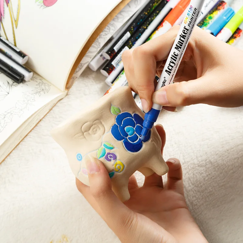 0.7mm Acrylic Paint Marker Pen Detailed Marking Color Pens for Ceramic Rock Glass Porcelain Mug Wood Fabric Canvas | Канцтовары для