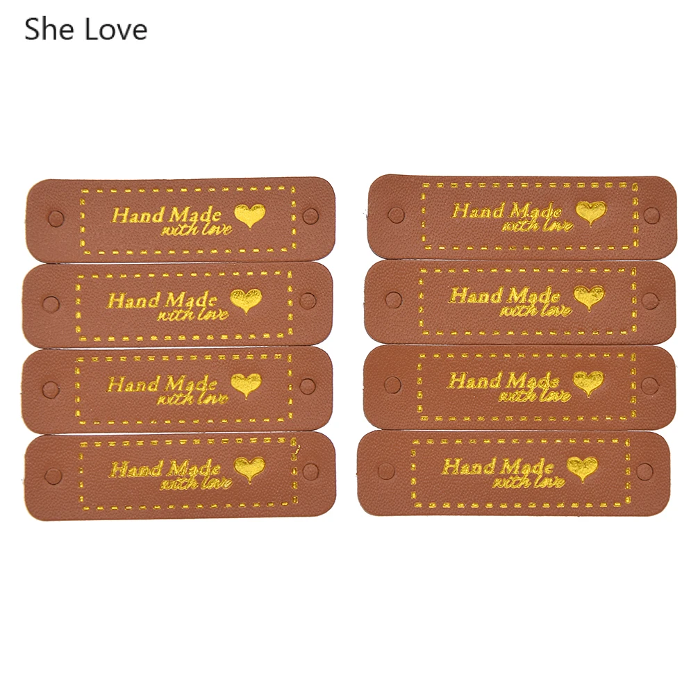 8pcs brown gold She Love 8 24 шт./лот из искусственной кожи этикетки Diy ручной работы одежда метки одежды для джинсов сумки обувь Швейные материалы - Цвет: 8pcs brown gold