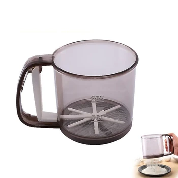 

Mechanical Flour Sieve Hand Held Cup Shape Flour Sifter Shaker Powder Sifter Icing Sugar Shaker Baking Tools Kitchen Accessories