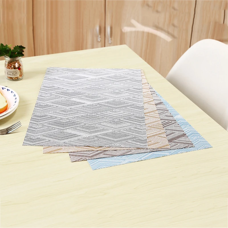 

1 Pcs Weave Placemat Fashion Pvc Dining Table Mat Disc Pads Bowl Pad Coasters Waterproof Table Cloth Pad Slip-resistant Pad