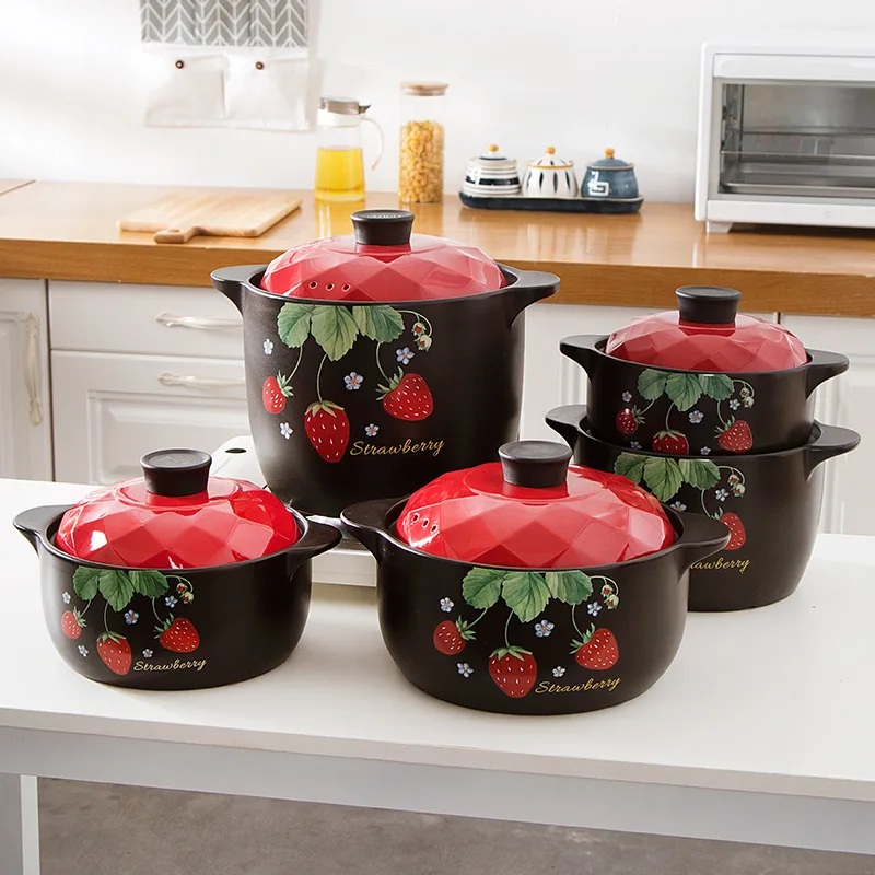 PROD 1005002270744177 Ceramic Casserole Cooking Cookware Household
Strawberry Soup Pot Dry Resistant Casserole Ceramic Dish Pot