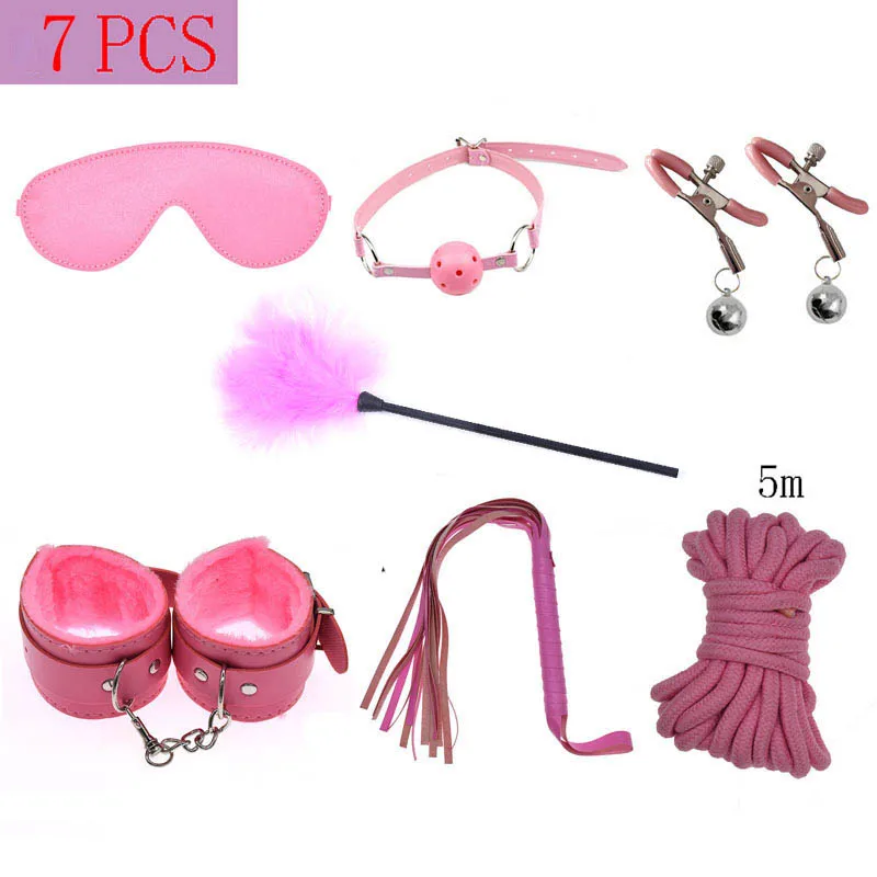 

BDSM Bondage Restraint Set Sex Handcuffs Whip Butt Plug Anal Plug Sex Toys for Woman Fetish Nipple Clamps Adult Games