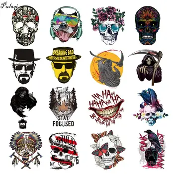 

Pulaqi Punk Rock Iron on Transfer Heat Vinyl Transfer Patches for Clothes Stranger Things Thermal Ironing Sticker Skull Applique