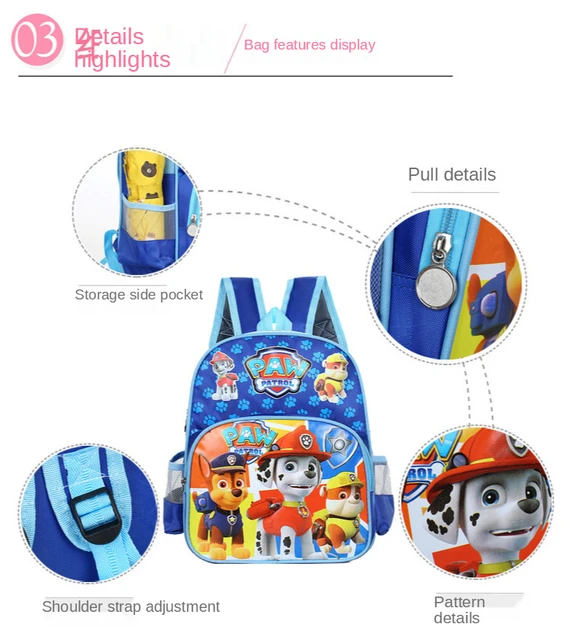 2021 New Paw Patrol  Cartoon Backpack for Baby Boys Girls Children Lovely Schoolbag Kindergarten Backpack Kids Birthday Gift 4