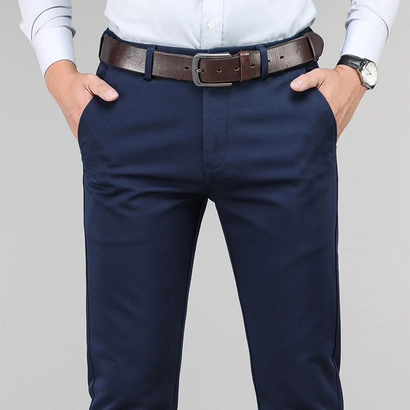 Классические Стильные однотонные мужские Модальные деловые повседневные брюки новые эластичные прямые брюки мужские брендовые Большие размеры 40 42 44 - Цвет: Royal Blue