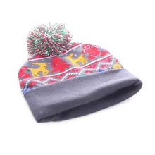 Светодиодный Вязаный рождественский головной убор с манжетами и шаром, теплая декоративная шапка