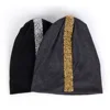 Geebro Women Soft Rhinestones Ribbon Cotton Casual Beanies Hats Solid Color Baggy Slouch Hats and Cap Lady Birthdays Gifts 3