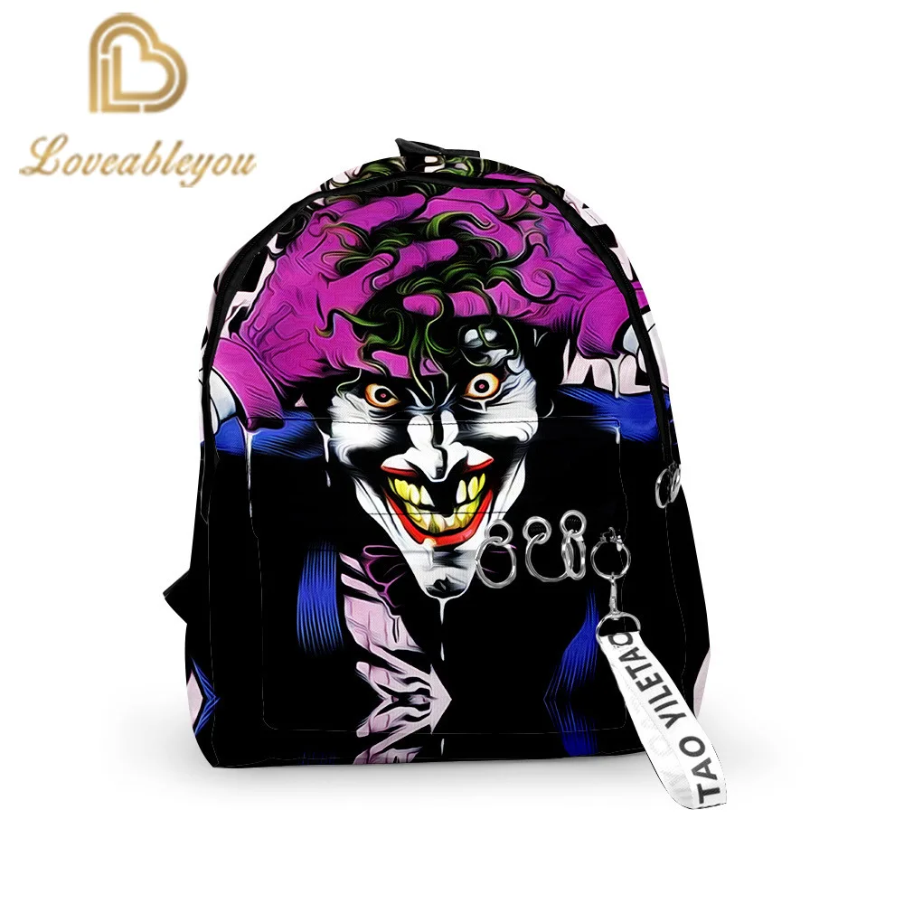 Повседневный холщовый рюкзак Joker с 3D принтом модные школьные ранцы для