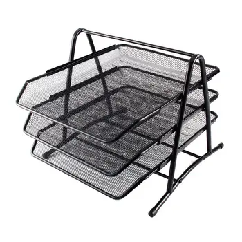 

Three-tier Office File Desk Sorter Bracket Document Paper Letter Metal Mesh Trays Organiser Holder