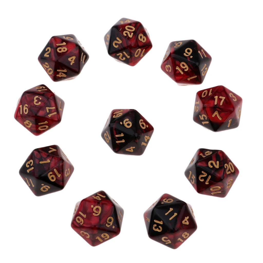 10pcs 20-Sided Dice Polyhedron Dices for D&D TRPG Cup Game TRPG Game Lovers