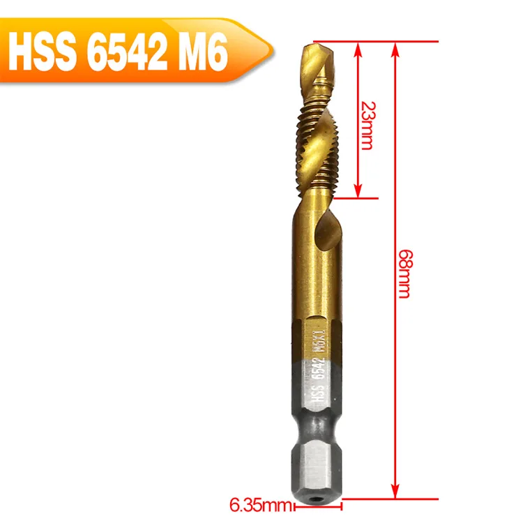 Сверла для ручного крана HSS 4341 винтовые спиральные точечные резьбы M3 M4 M5 M6 M8 M10 Металлообработка с шестигранным хвостовиком набор метчиков Метрическая вилка - Цвет: M6