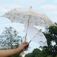 Белый кружевной свадебный зонтик, маленький зонтик от солнца для девочки, держащей букет невесты на свадьбе, кружевной зонтик, зонтик для детей, Sombrilla, винтажный