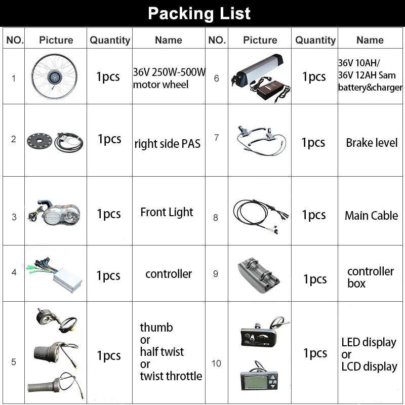 Clearance 20" 24" 26" 700C 27.5" 29" Electric Bike Conversion Kit 36V 250W - 500W Wheel Motor Electric Bike Kit with Lithium Battery 1