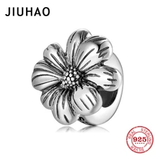 Настоящее 925 пробы, серебро, полны поэтических цветов, бусины-пробки, хорошее ювелирное изделие, подходят к оригинальному браслету Pandora