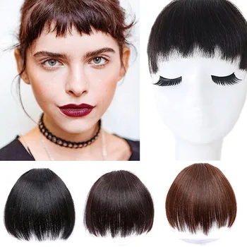 

LUPU Synthetic Natural Fake Hair Bangs Clip In Hair Extensions Black Brown Fringe Bangs High Temperature Fiber For Girls