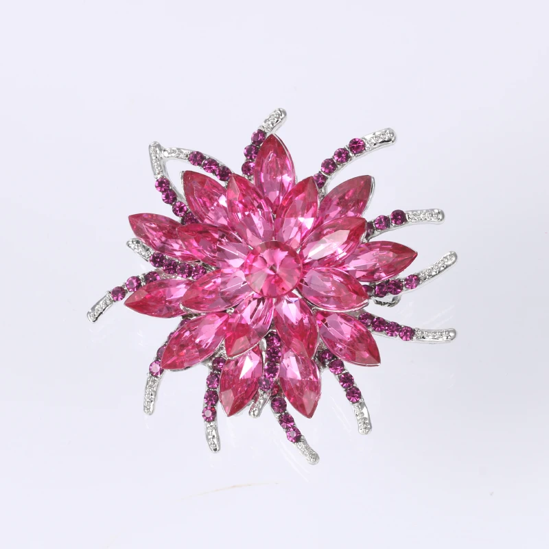 7938 Pink WEIMANJINGDIAN, красивая разноцветная кофейная/фиолетовая/красная/прозрачная/черная кристальная брошь в виде цветка маргаритки, булавки для женщин - Окраска металла: 7938 Pink
