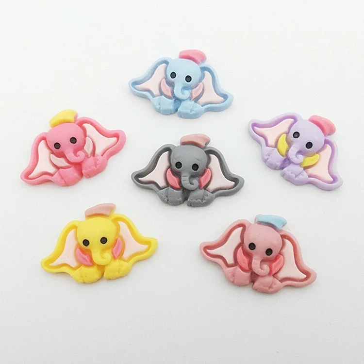 10 шт./партия Kawaii Dumbo плоские пластмассовые кабошон мультфильм слон животные Кабошоны для волос Лук центр DIY украшения Ремесло