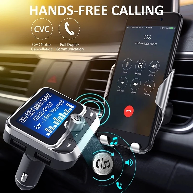 Car Fm Transmitter Aux Bluetooth Mp3 Player 1 44 Inch Lcd Screen Handsfree Car Kit Fm Radio Adapter Support Tf Card U Disk Aliexpress Automobiles Motorcycles