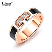 Lokaer, модное обручальное кольцо из нержавеющей стали, розовое золото, кольцо для женщин, AAA+ кубический цирконий, женские обручальные ювелирные изделия R19103