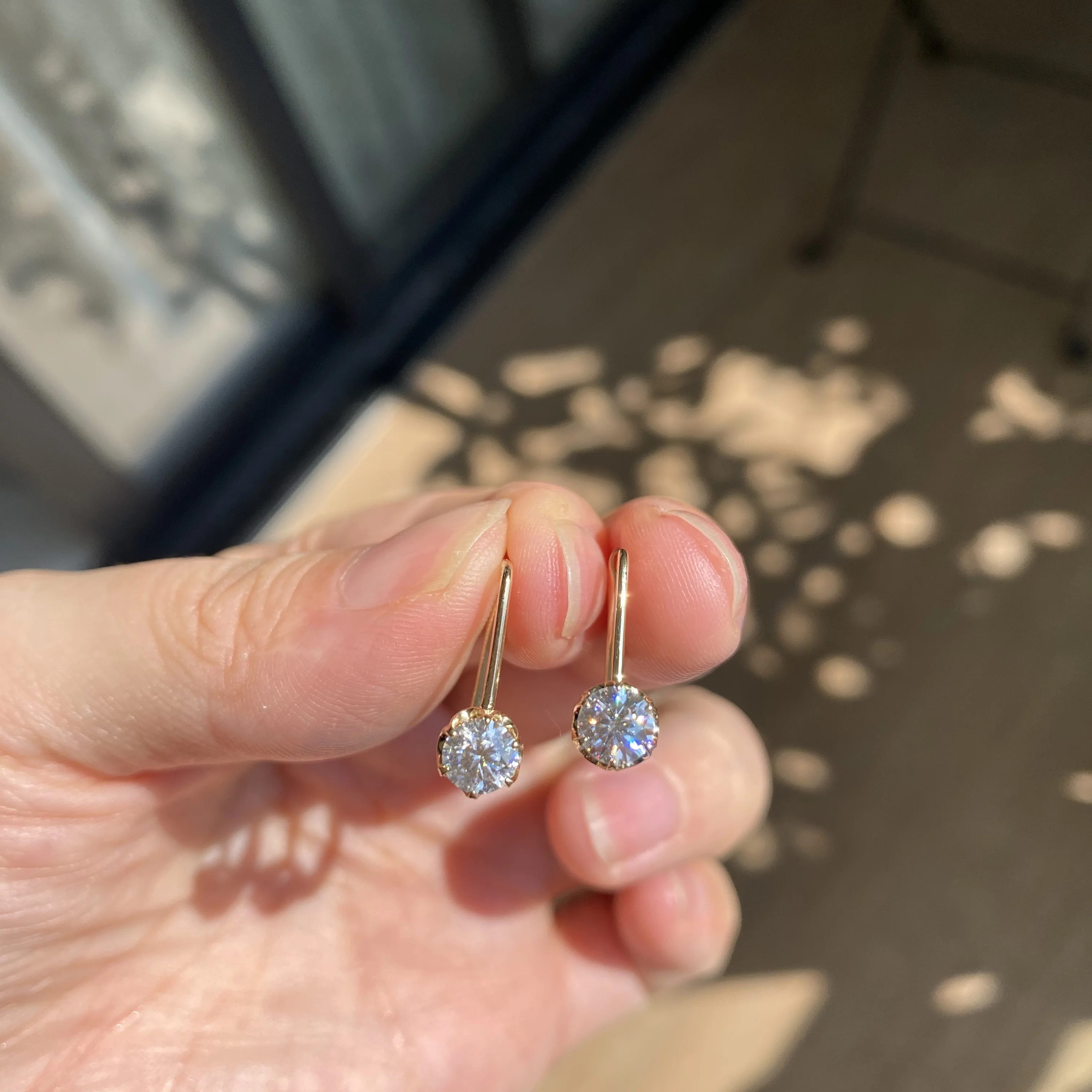 Серьги кольца DovEggs с муассанитом женские ювелирные украшения желтыми