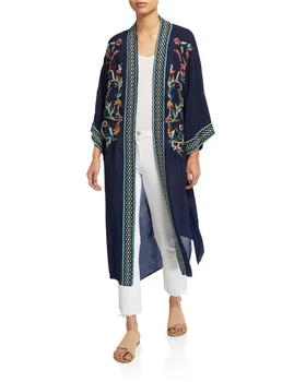

2020 Bikini Cover-ups Bohemian Printed Long Kimono Cardigan Plus Size Chiffon Tunic Women Beach Wear Swim Suit Cover Up