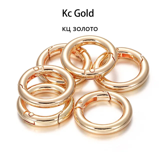 5Pcs/lot Metal O Ring Spring Clasps Openable Round Carabiner Keychain Bag Clips Hook Dog Chain Buckles Connector For DIY Jewelry KC Gold