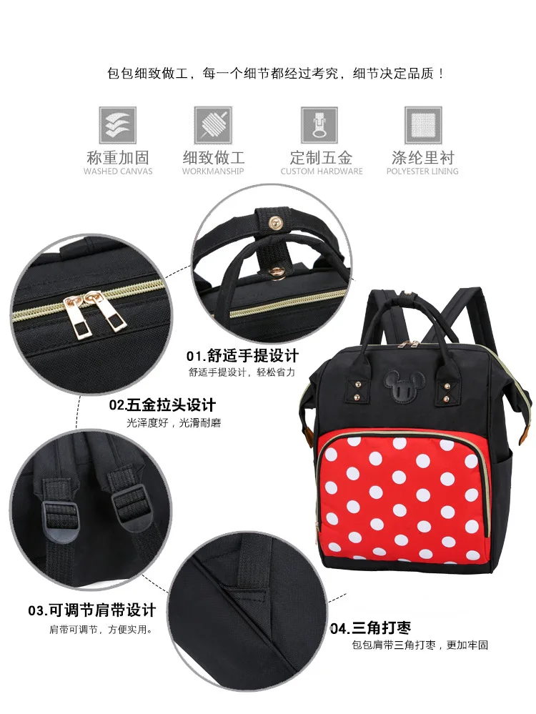 Стиль рюкзак "Микки" Зажимная открывающаяся многофункциональная сумка для подгузников большого объема для беременных женщин кормящих путешествий мам и в