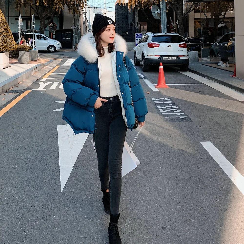 

Photo Shoot Short Cotton Overcoat 2019 Winter New Style Fashionable WOMEN'S Dress Retro CHIC-Style Large Fur Collar down Jacket