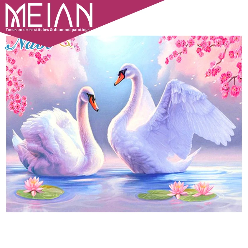 2020 MEIAN Swan 5D DIY алмазная живопись Вышивка Лебедь Рисование рукоделие подарок