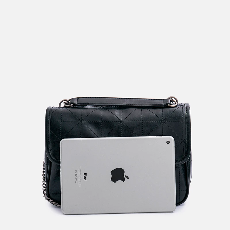 Новая модная женская сумка через плечо из мягкой искусственной кожи, стильные цепочки в стиле рок, Женская качественная черная сумка