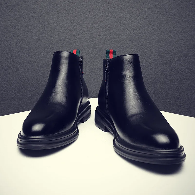 

2019 New Style Martin Boots Men's Korean-style Trend Versatile Hight-top MEN'S SHOES England Mid-top Short Boots Chelsea Leather