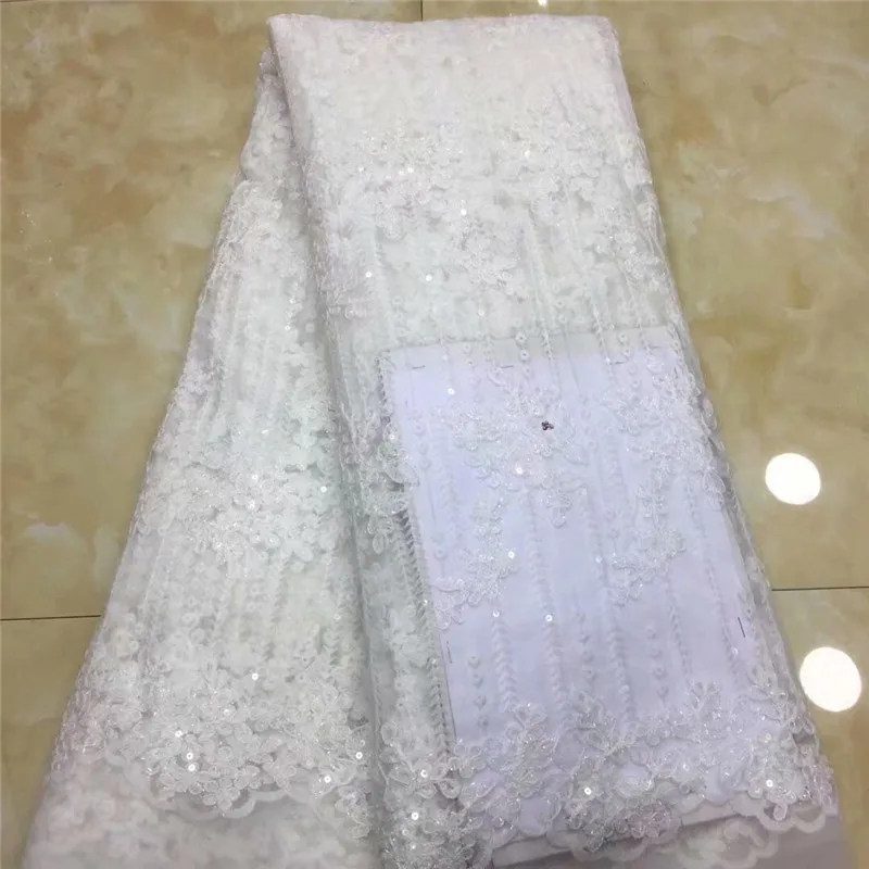 

New african onion lace fabric with beads stone high quality 2019 nigerian lace fabrics for wedding dress net lace fabric white