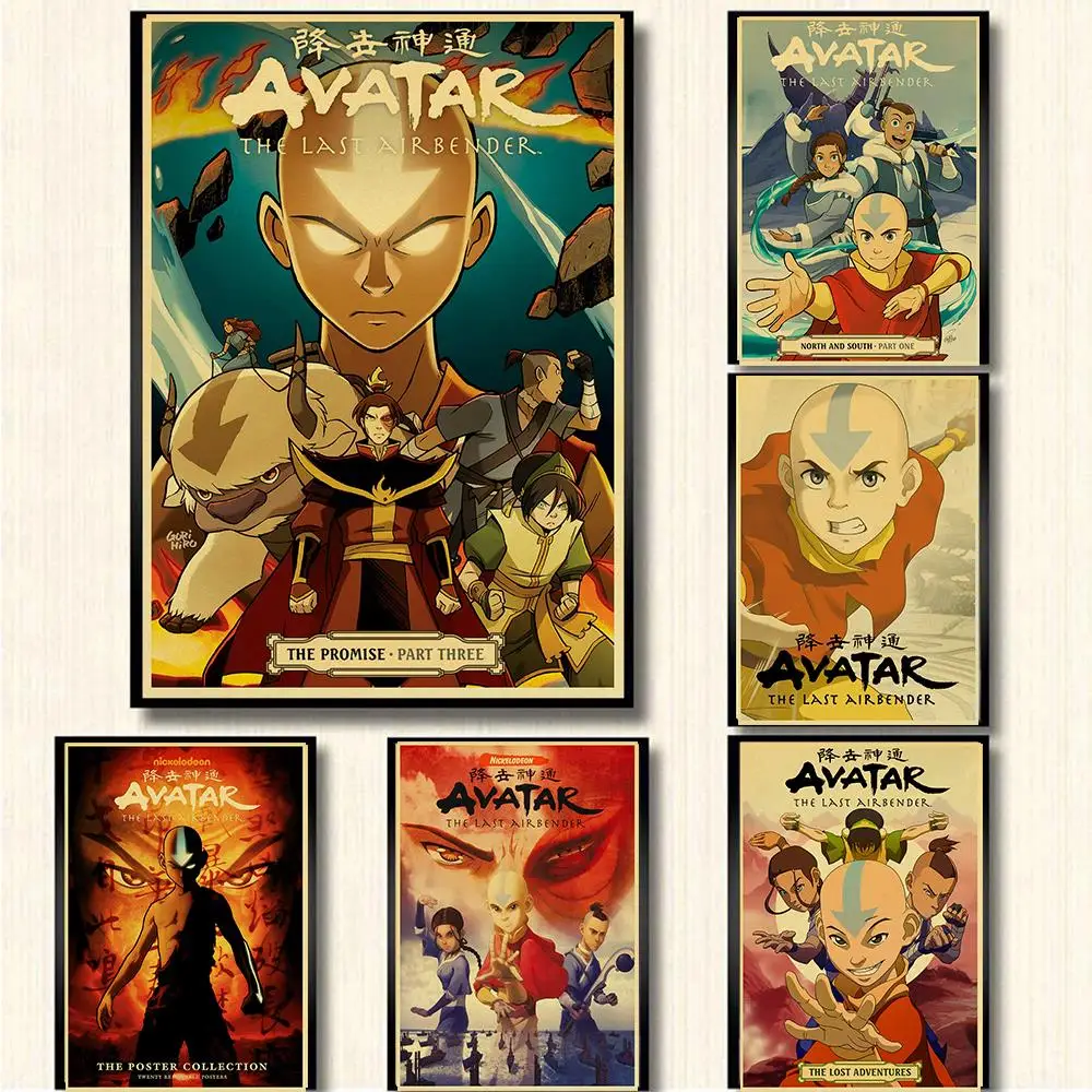 Vintage Cartoon TV Avatar The Last Airbender Retro Poster kraft Paper Prints Clear Image room Bar Home Art painting wall sticker