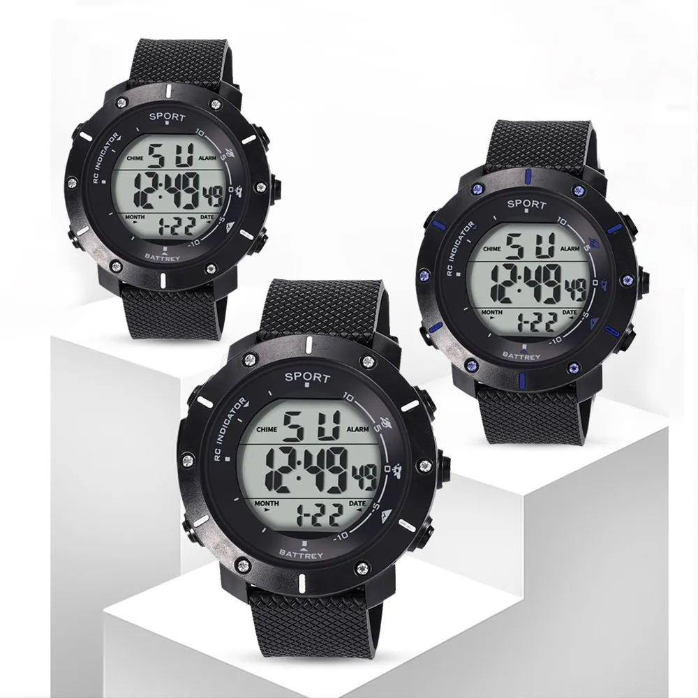 

Fashion High-End Men Watch Multi-Function PU Buckle Clasp Watches 30M Sports Waterproof Electronic Watch for Men FJSL