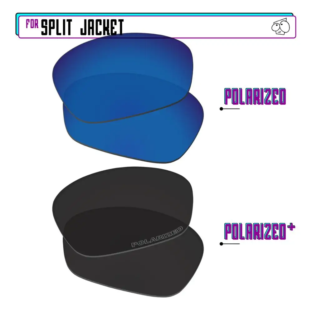 

EZReplace Polarized Replacement Lenses for - Oakley Split Jacket Sunglasses - BlackPPlus-SapphireP