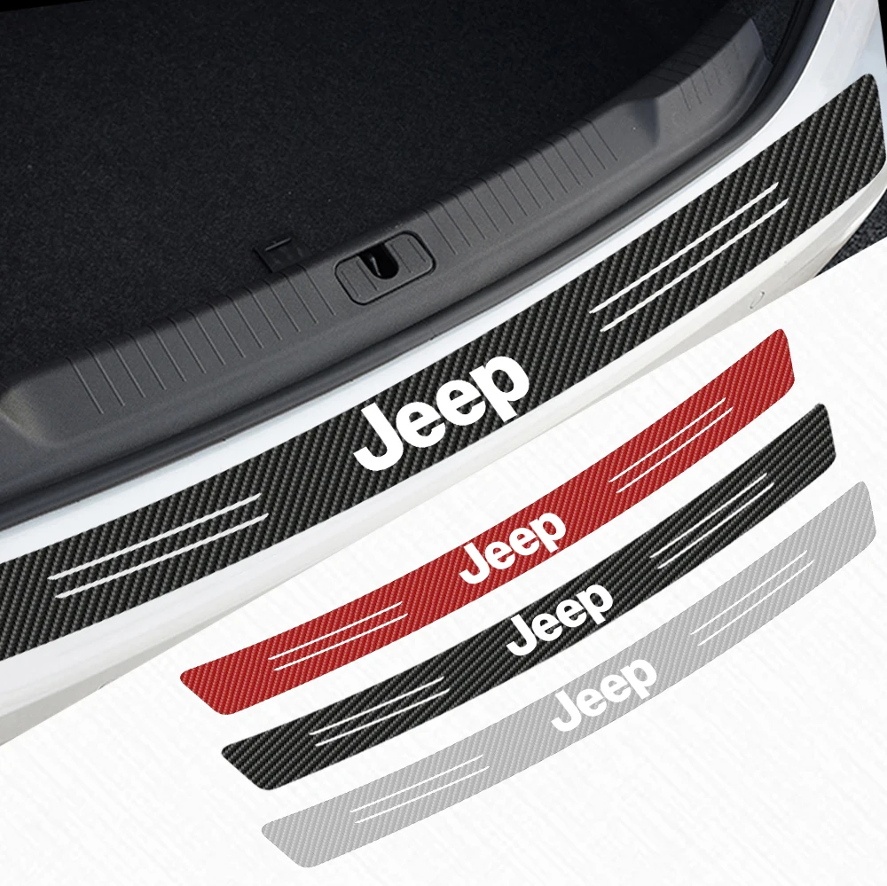 For Jeep Ranegade Patriot Wrangler Grand Cherokee Copass Car Emblem Carbon fiber Tail trunk Guard Plate Rear Bumper Sticker | Автомобили и