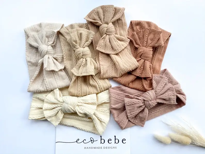 3Pcs/Lot Baby Headband Sets Bow Baby Girl Nylon Headbands Twist Cable Soft Knot Turban Kids Headwear Baby Accessories Haarband