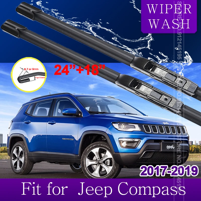 

for Jeep Compass 2017 2018 2019 MK2 2nd Gen Car Wiper Blades Front Window Windscreen Windshield Car Accessories Stickers