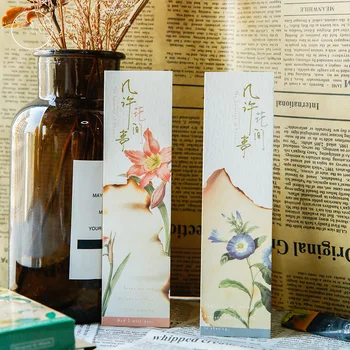 

30 pcs/lot Retro flower Bookmark Paper Cartoon Blessing card Bookmark Promotional Gift Stationery Film Message card