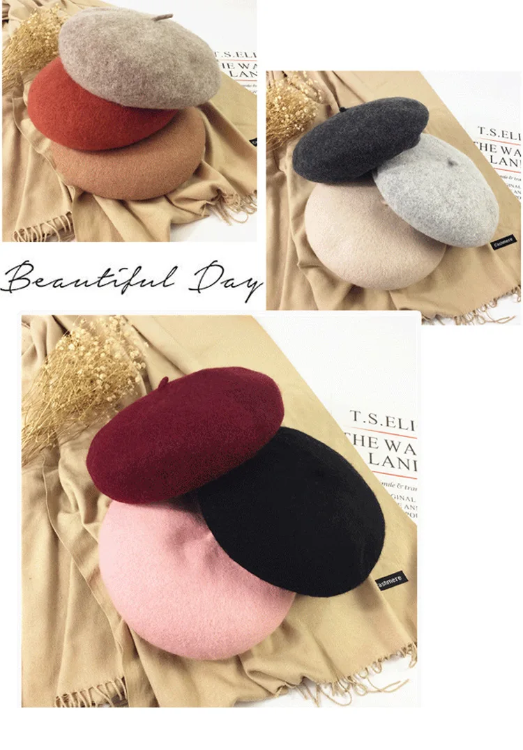 Autumn and winter women's beret casual wool warm hat