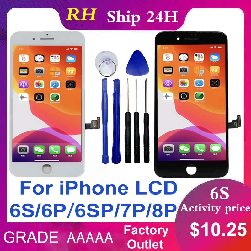 Скидка GradeAAA + + + для iPhone 6S 6Plus iphone 8plus ЖК дисплей Дисплей 100% с 3D силы кодирующий преобразователь сенсорного экрана в Сборе 7plus без битых пикселей + пода...