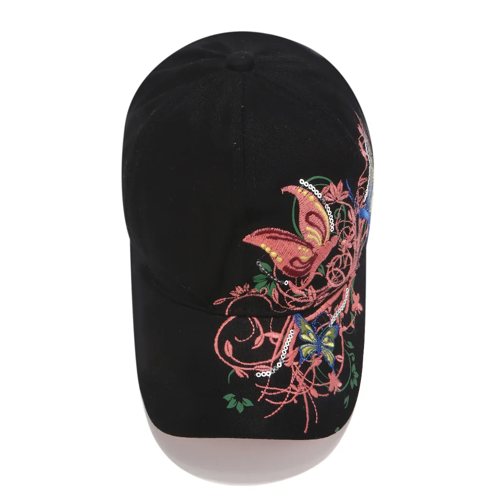 Корейская вышитая бейсбольная кепка с блестками, вышитая бабочкой, Уточки, языка, губ, шапка, женская шляпа от солнца