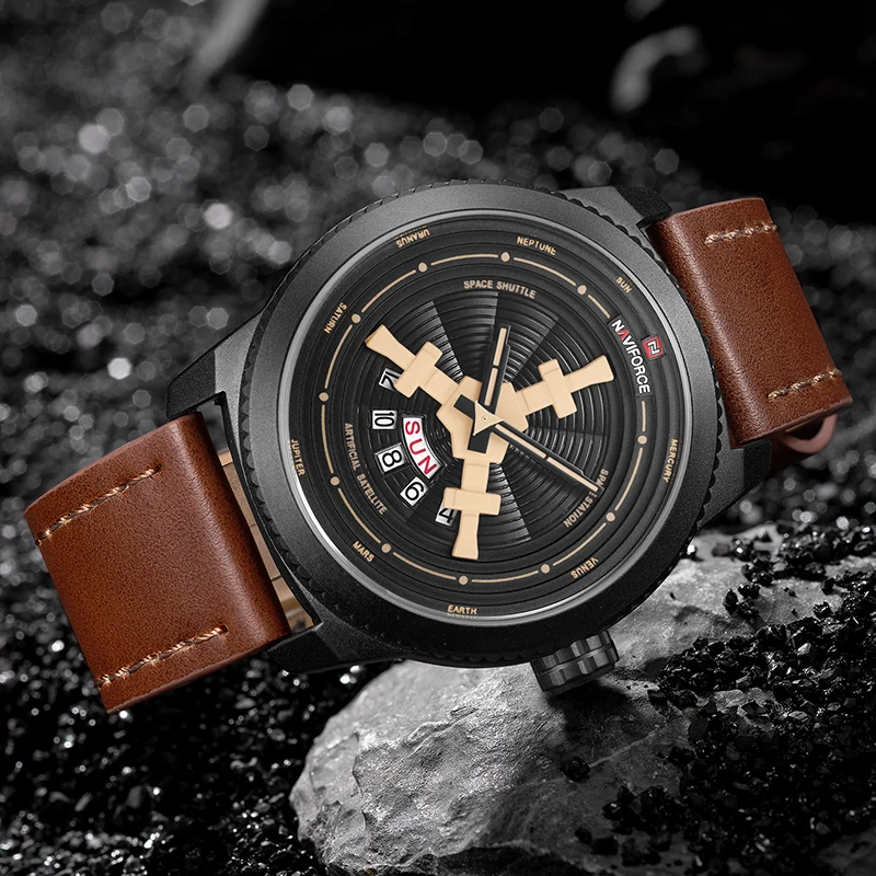 Топ люксовый бренд Мужские часы NAVIFORCE Модные Спортивные кварцевые кожаные водонепроницаемые мужские наручные часы Мужские часы Relogio Masculino