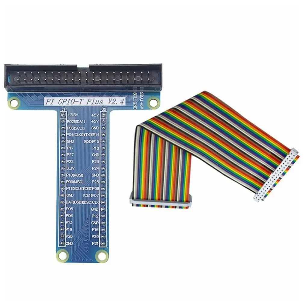

GPIO T Type Expansion Module Board Adapter with 40 Pin GPIO Female to Female Rainbow Cable For Raspberry Pi3/ 2 Model B+