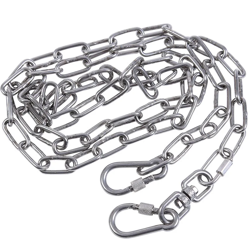 Cão Lead Leash Pet Arraste 304 Longo Link Clothesline Corrente com Giro e Segurança Snap Ganchos Aço Inoxidável hq Sc01