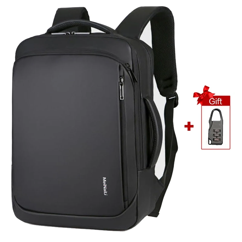 Рюкзак для ноутбука 17 дюймов 15,6 ''бизнес мужской рюкзак Mochila usb зарядка Водонепроницаемый ноутбук рюкзаки дорожная сумка - Цвет: Black with lock