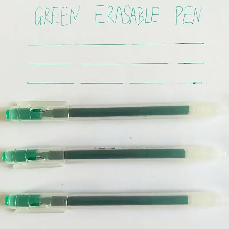 0,7 мм фиолетовая стираемая гелевая ручка с ластиком прозрачная пластиковая трубка волшебная ручка Тепловая ручка с исчезающими чернилам школьная Ручка frixion канцелярские принадлежности - Цвет: 3 pcs Green Pen